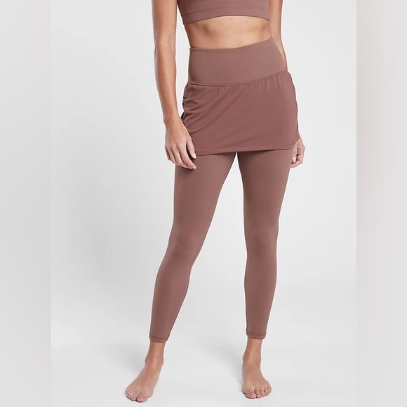 Athleta Women's Medium Elation 2 in 1 7/8 Tight Skirted Legging Mauve Pink Run - Picture 1 of 15
